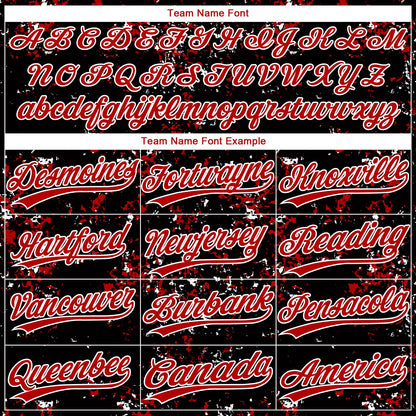 Custom Black Red-White Abstract Shattered Paint Splatter Two-Button Unisex Softball Jersey