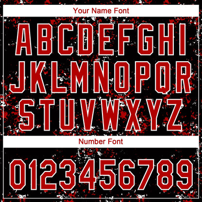Custom Black Red-White Abstract Shattered Paint Splatter Two-Button Unisex Softball Jersey