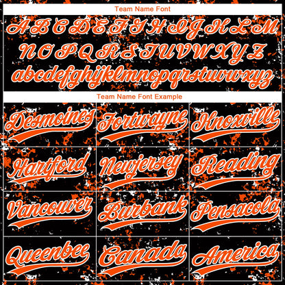 Custom Black Orange-White Abstract Shattered Paint Splatter Two-Button Unisex Softball Jersey