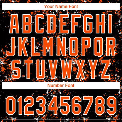 Custom Black Orange-White Abstract Shattered Paint Splatter Two-Button Unisex Softball Jersey
