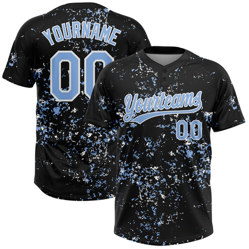 Custom Black Light Blue-White Abstract Shattered Paint Splatter Two-Button Unisex Softball Jersey