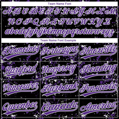 Custom Black Purple-White Abstract Shattered Paint Splatter Two-Button Unisex Softball Jersey