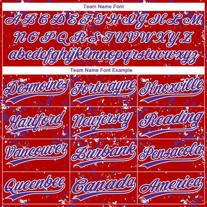 Custom Red Purple-White Abstract Shattered Paint Splatter Two-Button Unisex Softball Jersey