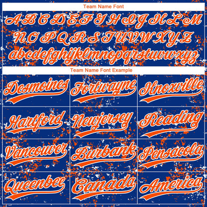 Custom Royal Orange-White Abstract Shattered Paint Splatter Two-Button Unisex Softball Jersey