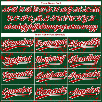 Custom Green Red Kelly Green-White Abstract Shattered Paint Splatter Two-Button Unisex Softball Jersey