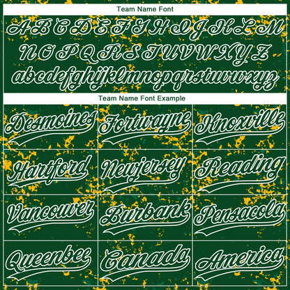 Custom Green Kelly Green Gold-White Abstract Shattered Paint Splatter Two-Button Unisex Softball Jersey