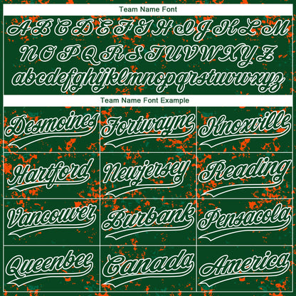 Custom Green Kelly Green Orange-White Abstract Shattered Paint Splatter Two-Button Unisex Softball Jersey