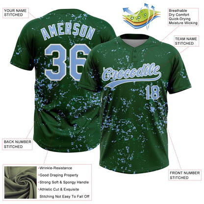Custom Green Light Blue Kelly Green-White Abstract Shattered Paint Splatter Two-Button Unisex Softball Jersey
