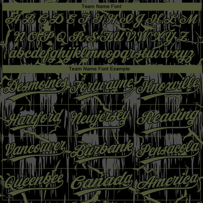 Custom Black Olive-Gray Raglan Sleeves Neon Lightning Crackle Two-Button Unisex Softball Jersey