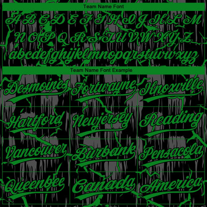 Custom Black Grass Green-Gray Raglan Sleeves Neon Lightning Crackle Two-Button Unisex Softball Jersey