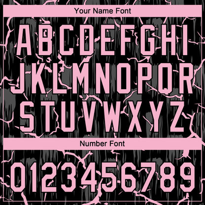 Custom Black Light Pink-Gray Raglan Sleeves Neon Lightning Crackle Two-Button Unisex Softball Jersey