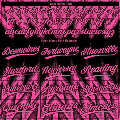 Custom Black-Pink Raglan Sleeves Abstract Geometric Chevron Zigzag Two-Button Unisex Softball Jersey