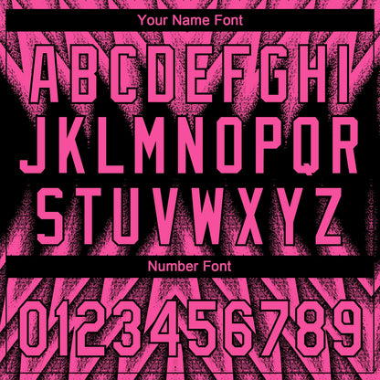 Custom Black-Pink Raglan Sleeves Abstract Geometric Chevron Zigzag Two-Button Unisex Softball Jersey
