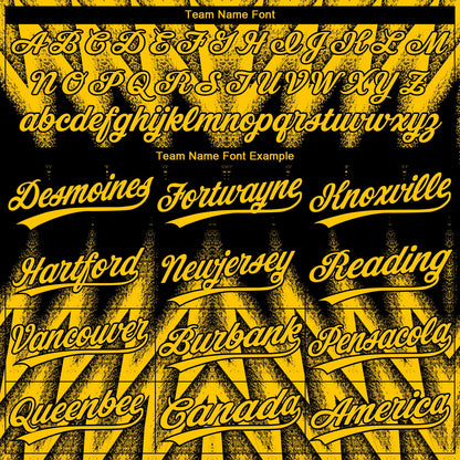 Custom Black-Yellow Raglan Sleeves Abstract Geometric Chevron Zigzag Two-Button Unisex Softball Jersey