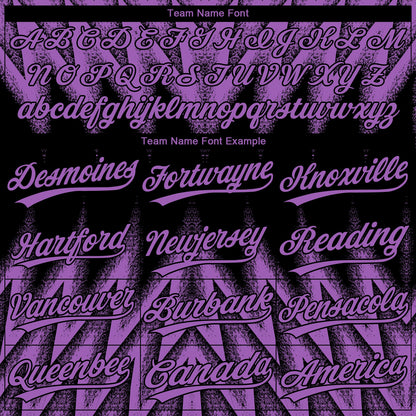 Custom Black-Purple Raglan Sleeves Abstract Geometric Chevron Zigzag Two-Button Unisex Softball Jersey