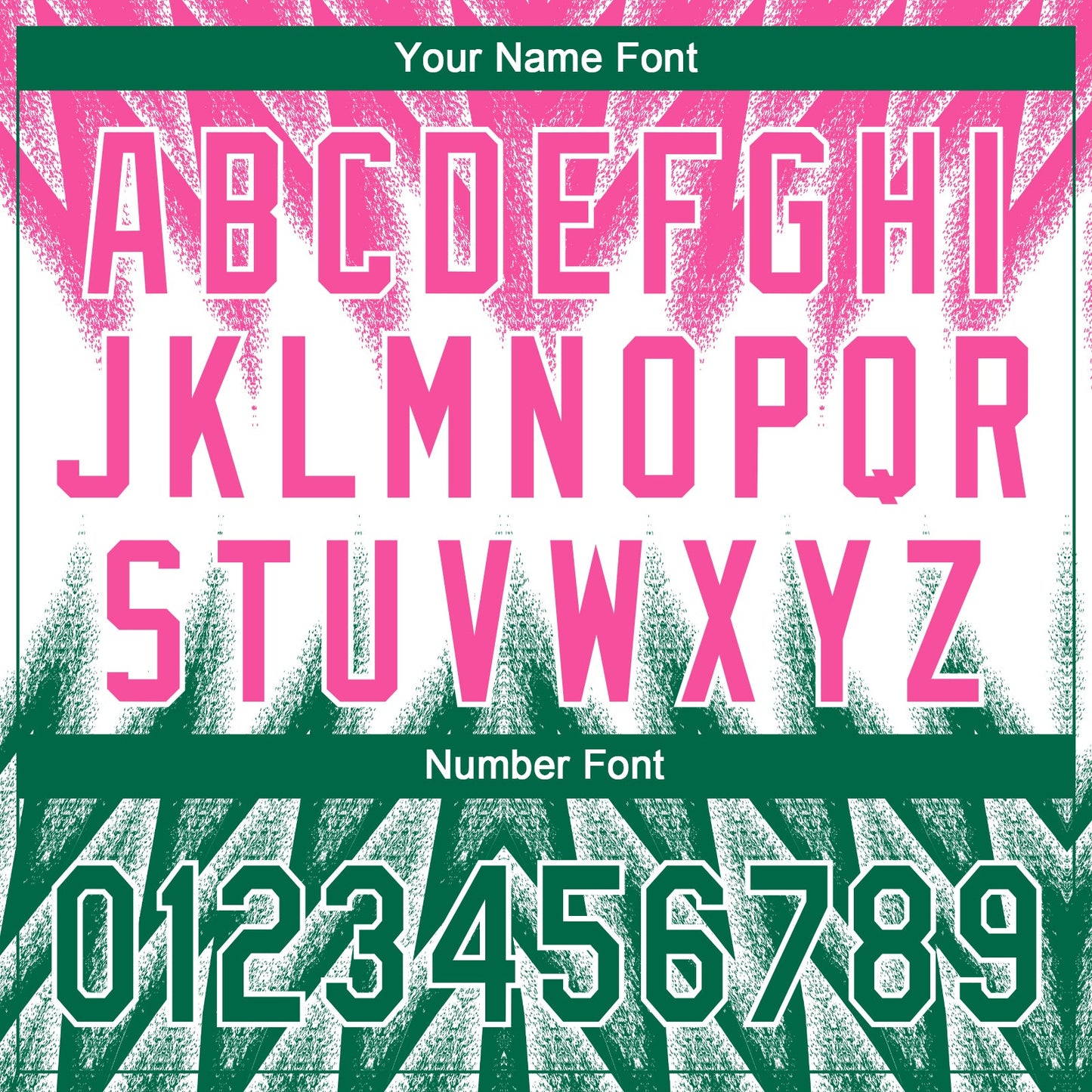 Custom Pink Kelly Green-White Raglan Sleeves Abstract Geometric Chevron Zigzag Two-Button Unisex Softball Jersey