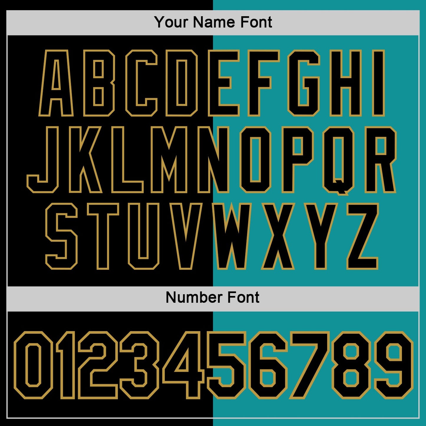 Custom Black Teal-Old Gold Split Fashion Performance T-Shirt