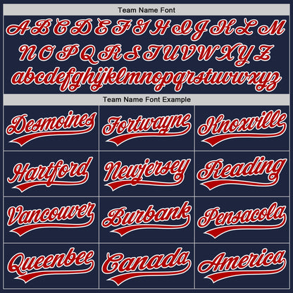 Custom Navy Red-White Split Ripped Pattern Baseball Pullover Sweatshirt Hoodie