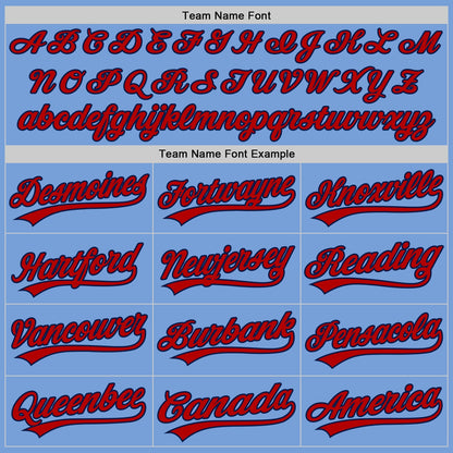 Custom Light Blue Red-Navy Split Ripped Pattern Baseball Pullover Sweatshirt Hoodie