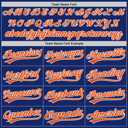 Custom Royal Orange-White Pinstripe Split Ripped Pattern Baseball Pullover Sweatshirt Hoodie
