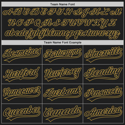 Custom Black Old Gold Split Ripped Pattern Baseball Pullover Sweatshirt Hoodie