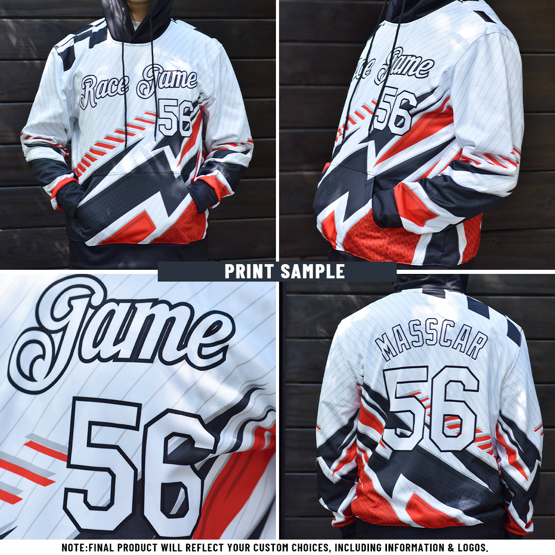 Custom Black White-Kelly Green Split Ripped Pattern Baseball Pullover Sweatshirt Hoodie