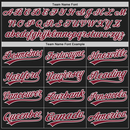 Custom Black Crimson-White Split Ripped Pattern Baseball Pullover Sweatshirt Hoodie