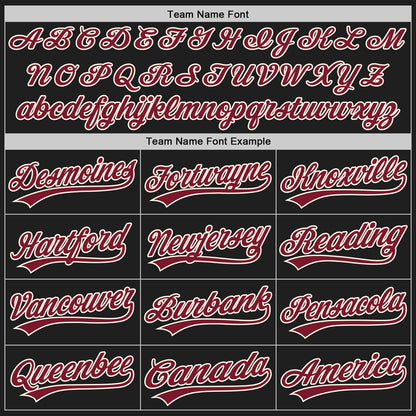 Custom Black Crimson-Cream Split Ripped Pattern Baseball Pullover Sweatshirt Hoodie