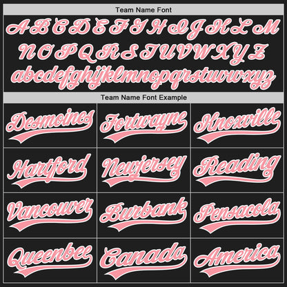 Custom Black Medium Pink-White Split Ripped Pattern Baseball Pullover Sweatshirt Hoodie