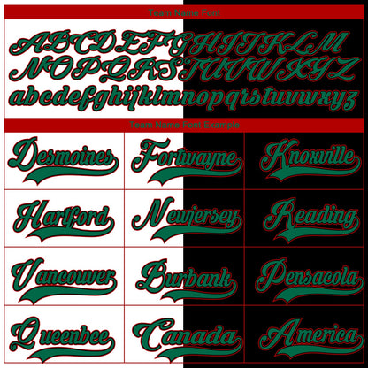 Custom Black Kelly Green White-Red Split Fashion Hockey Lace Neck Jersey