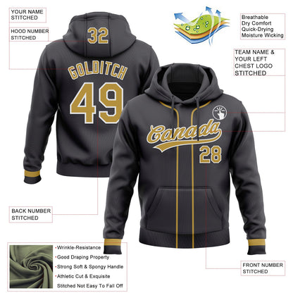 Custom Stitched Steel Gray Old Gold-White Baseball Pullover Sweatshirt Hoodie