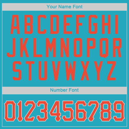 Custom Teal Orange-Gray Authentic Throwback Basketball Jersey