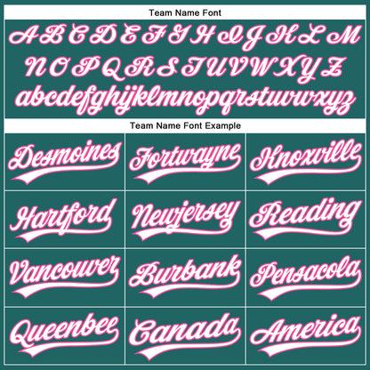 Custom Teal White Pinstripe Pink Authentic Baseball Jersey