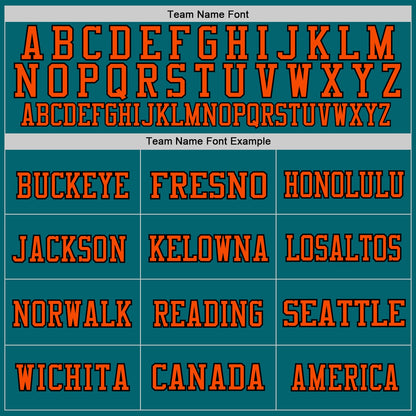 Custom Teal Orange-Black Mesh Authentic Football Jersey