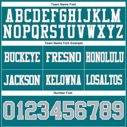 Custom Teal Gray-White Authentic Football Jersey