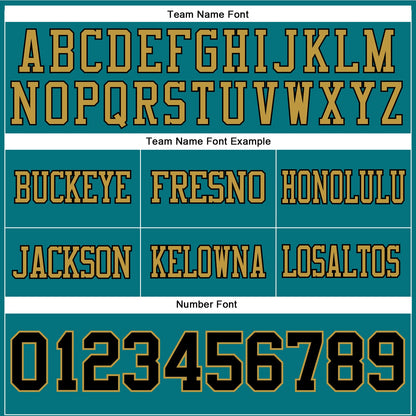 Custom Teal Black-Old Gold Authentic Football Jersey