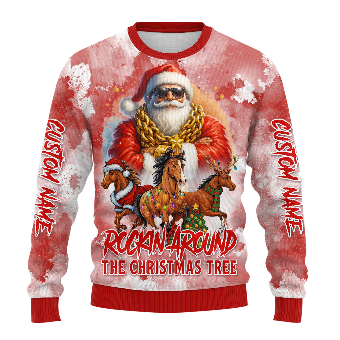 Rockin’ Around the Christmas Tree Hoodie – Funny Santa Zip Up