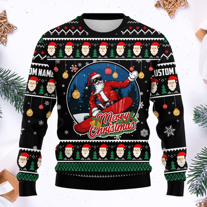 Merry Christmas Hoodie – Santa with Sunglasses Ugly Sweater Design