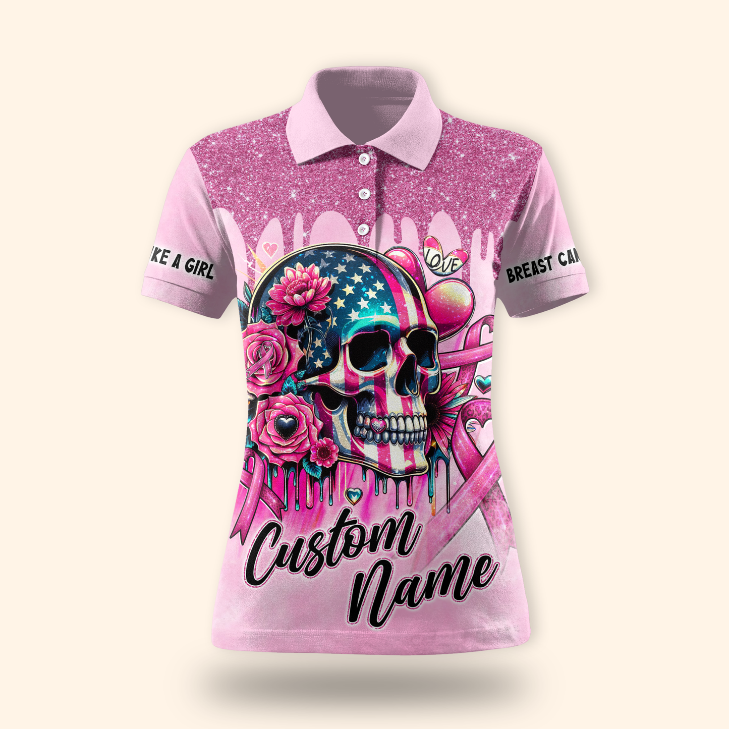 Fight Like A Girl, Breast Cancer Skull - Breast Cancer Awareness Shirt