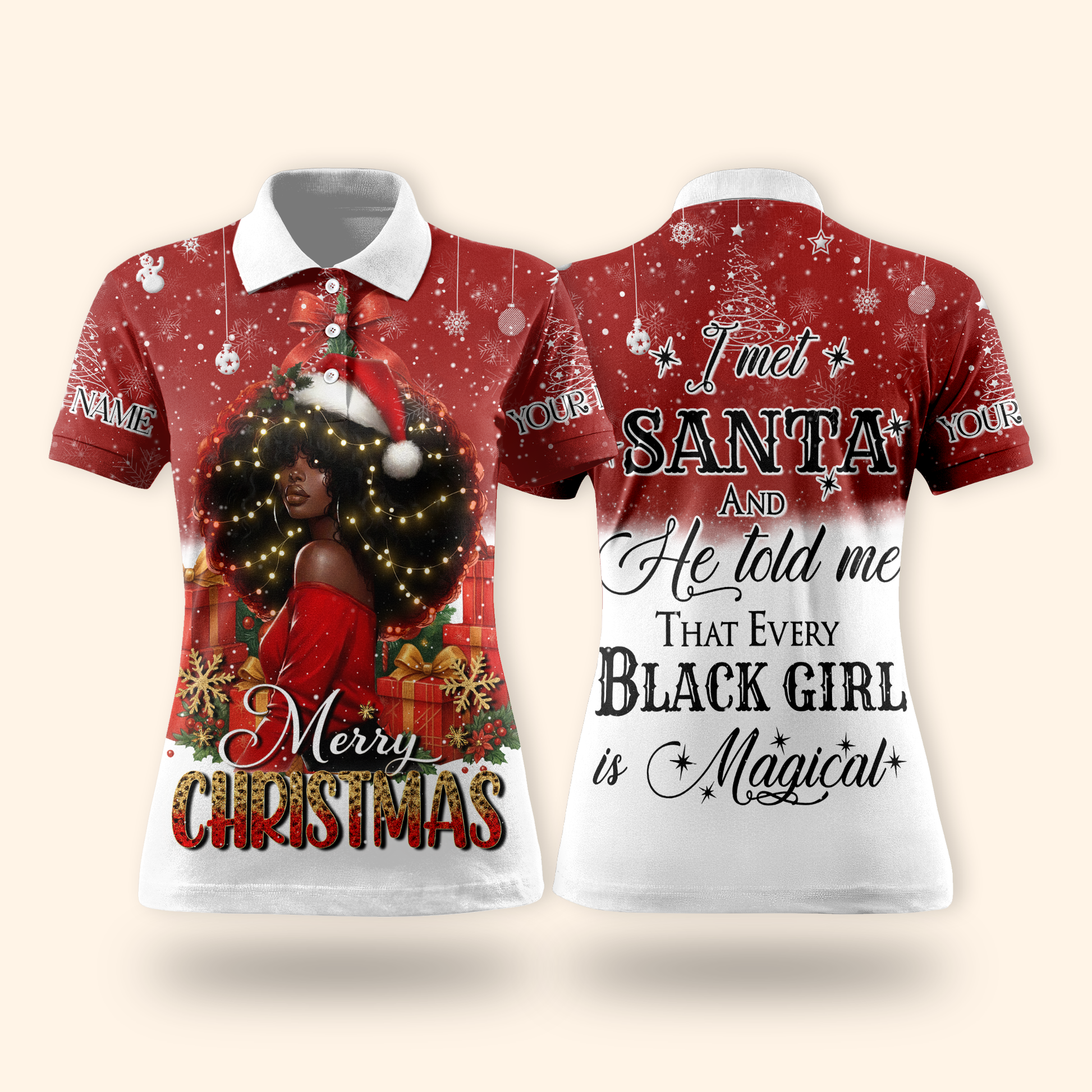 Personalized Christmas Hoodie – I Met Santa and He Told Me Every Black Girl Is Magical, Custom Choo