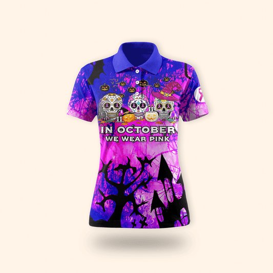 "In October We Wear Pink" Sugar Skull - Breast Cancer Awareness shirt, Custom Choo