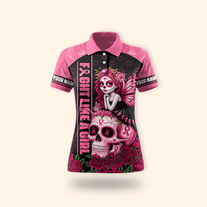 Fight Like A Girl Sugar Skull - Breast Cancer Awareness Shirt