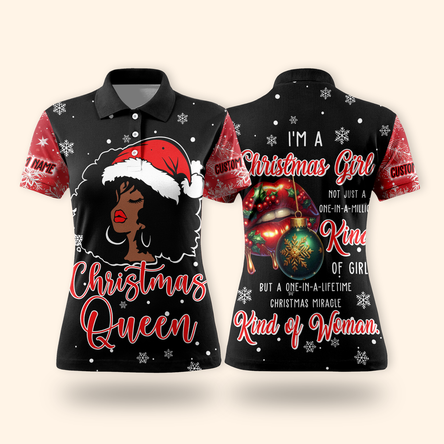 Christmas Queen Hoodie – Holiday Afro Woman Zip Up Sweatshirt