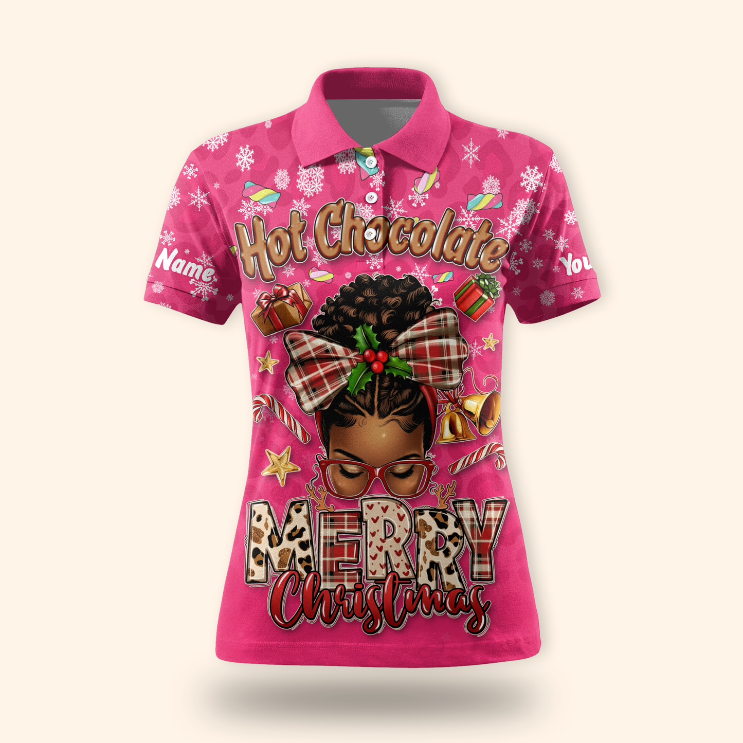 Hot Chocolate Merry Christmas Hoodie – Personalized Holiday Zip Up