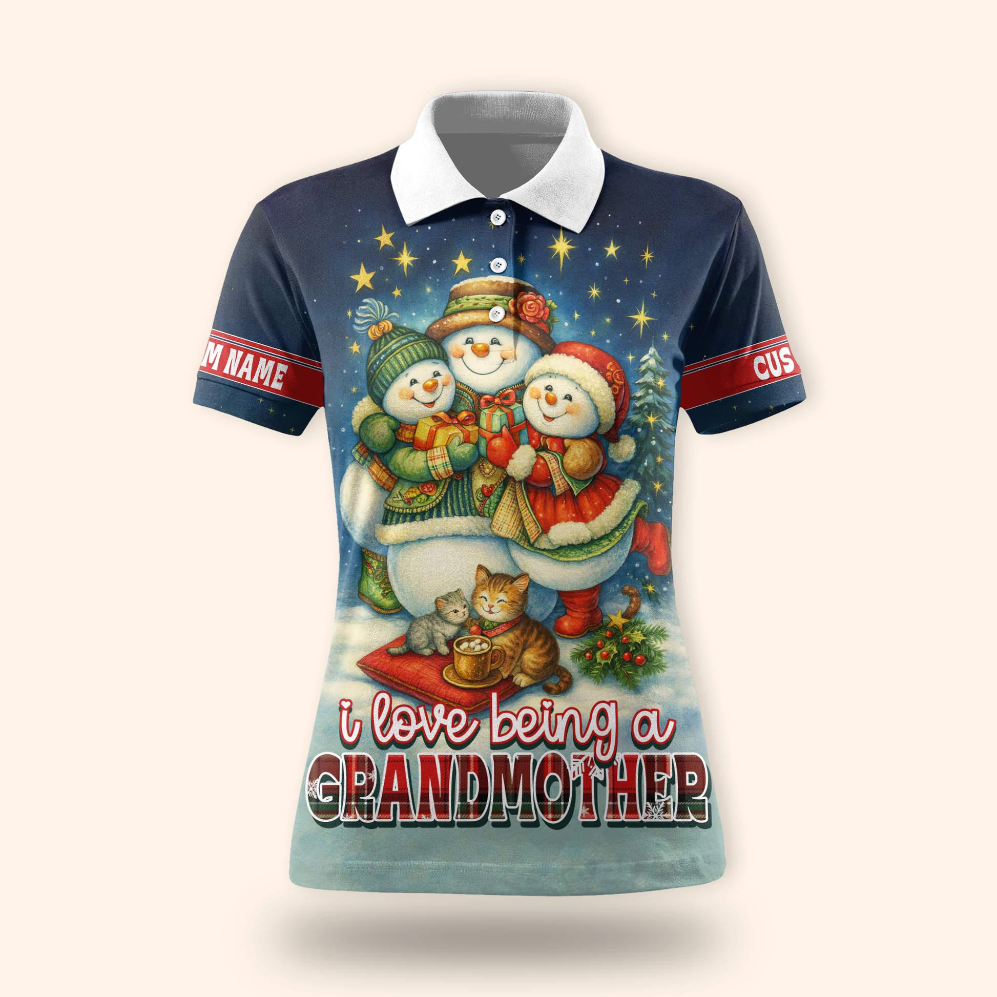 Personalized Christmas Hoodie – I Love Being a Grandmother, Snowman Family Zip Up Gift, Custom Choo