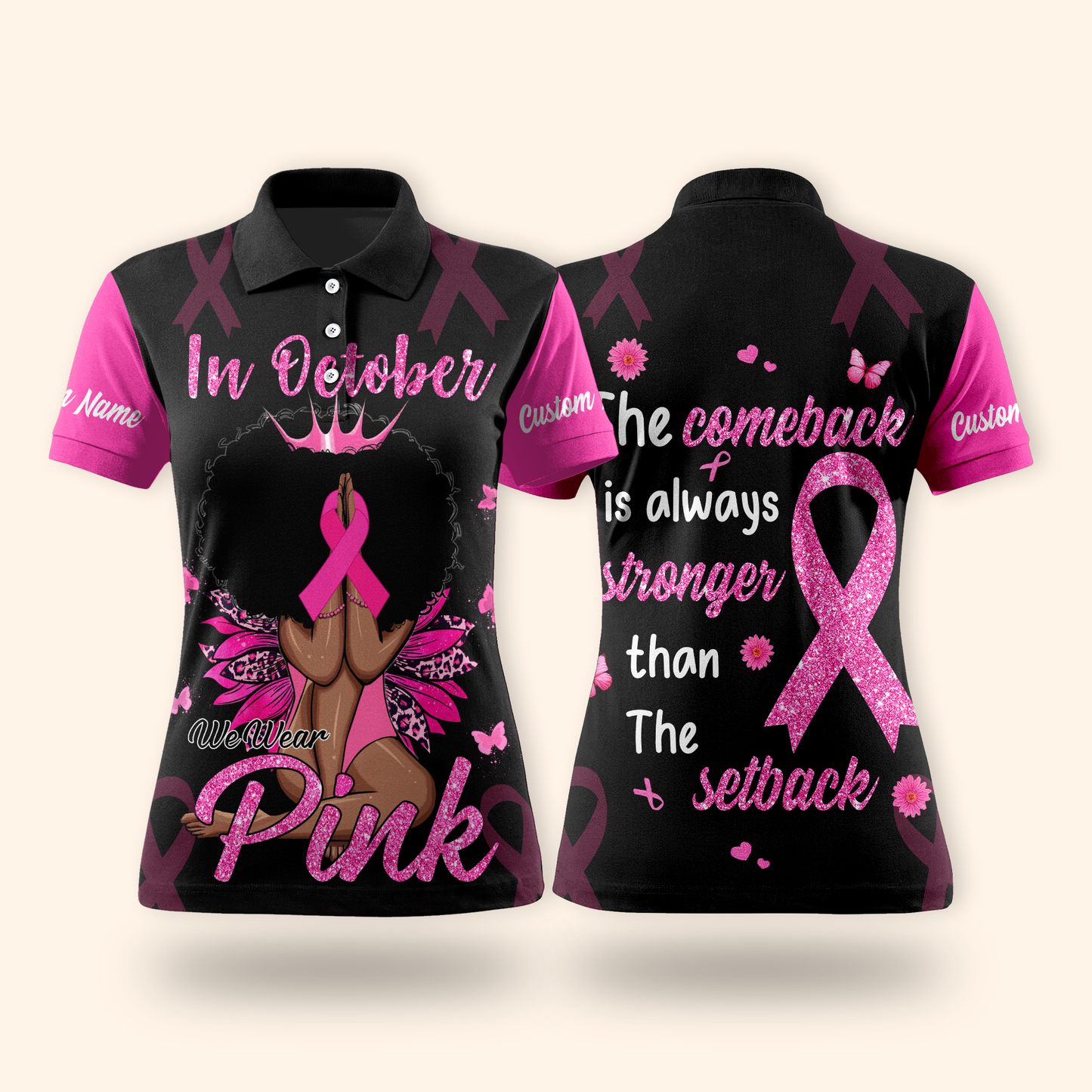 Custom Name Pink Ribbon Warrior shirt