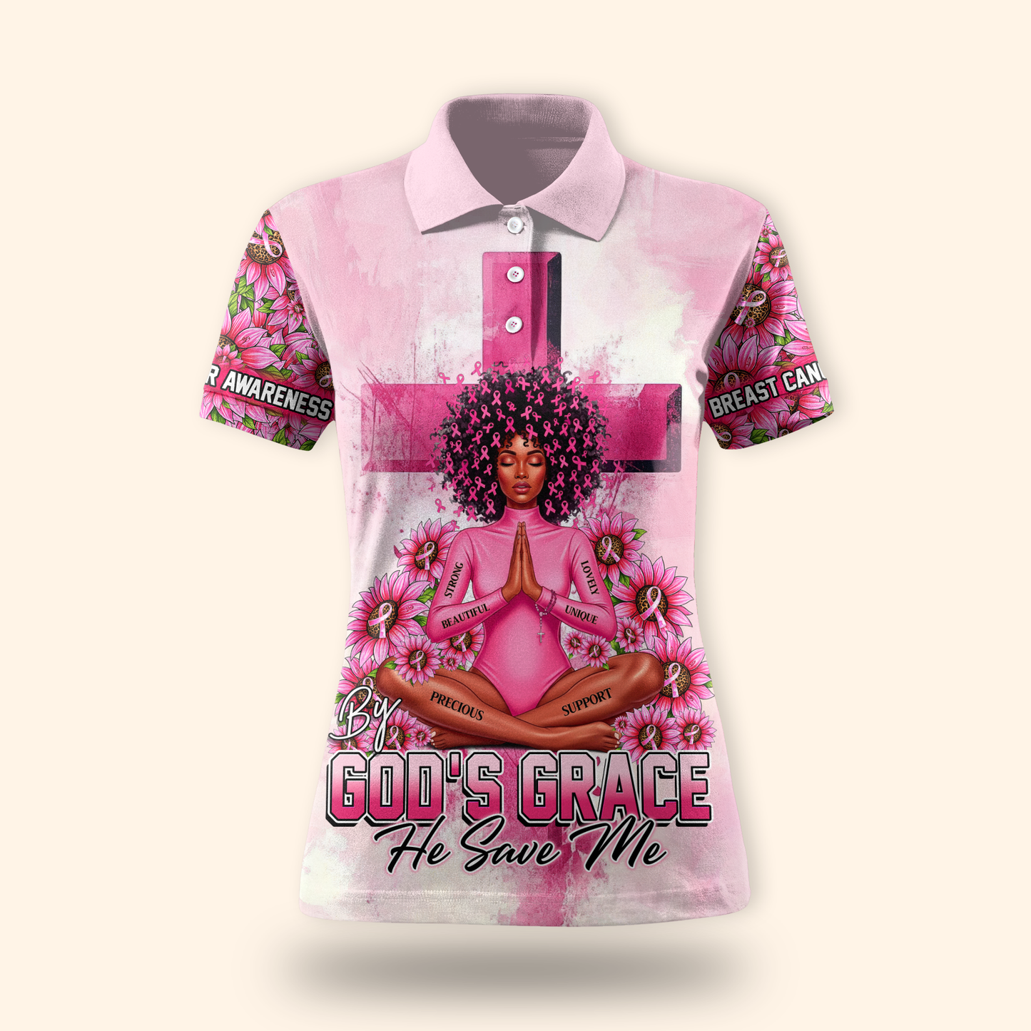 By God's Grace, He Save Me - Survivor Breast Cancer Awareness Shirt