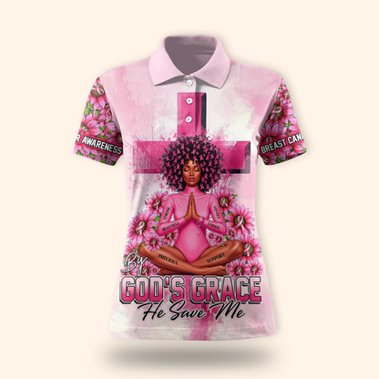 By God's Grace, He Save Me - Survivor Breast Cancer Awareness Shirt