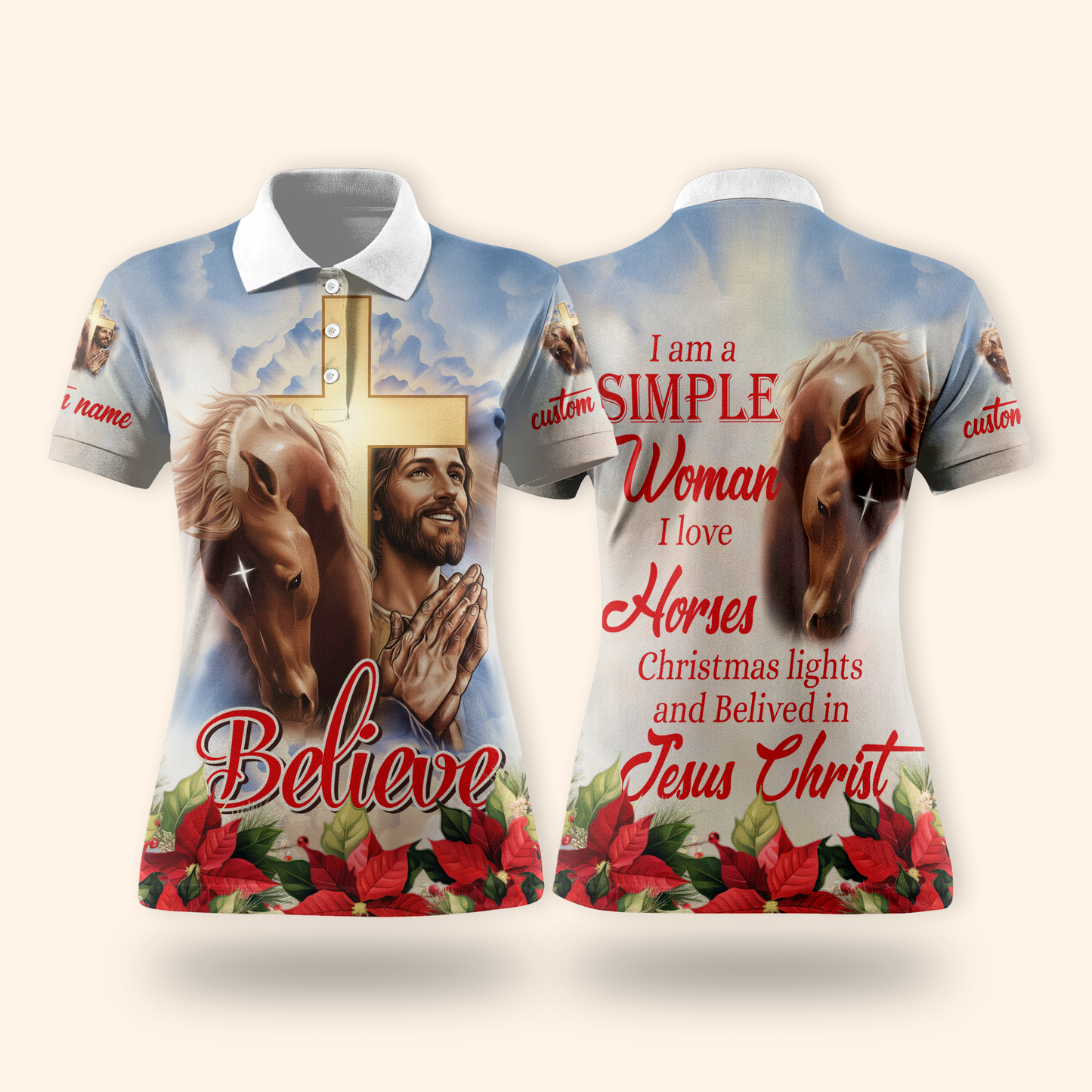 Christian Hoodie – I’m a Simple Woman Who Loves Horses and Jesus, Believe Zip Up, Christmas Faith Apparel