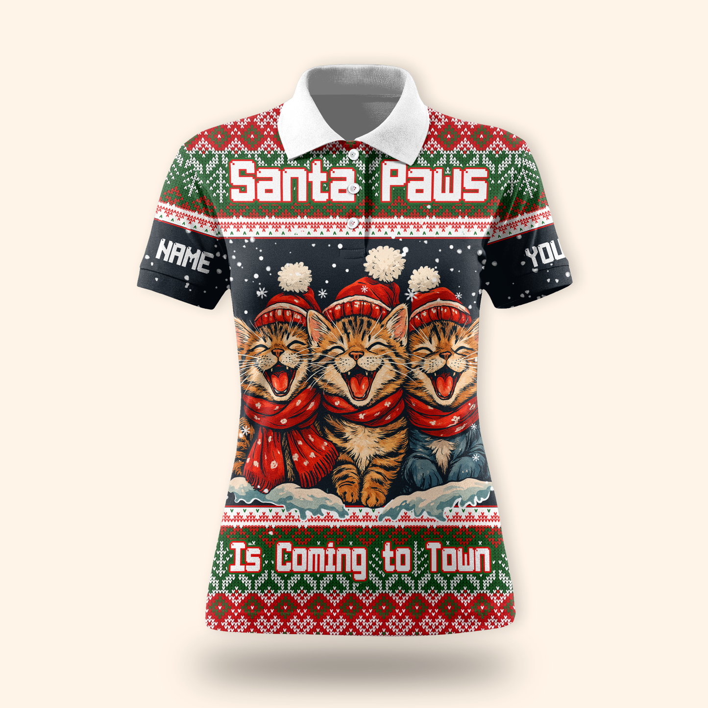 Santa Paws Is Coming to Town Hoodie – Personalized Christmas Cat Hoodie for Cat Lovers